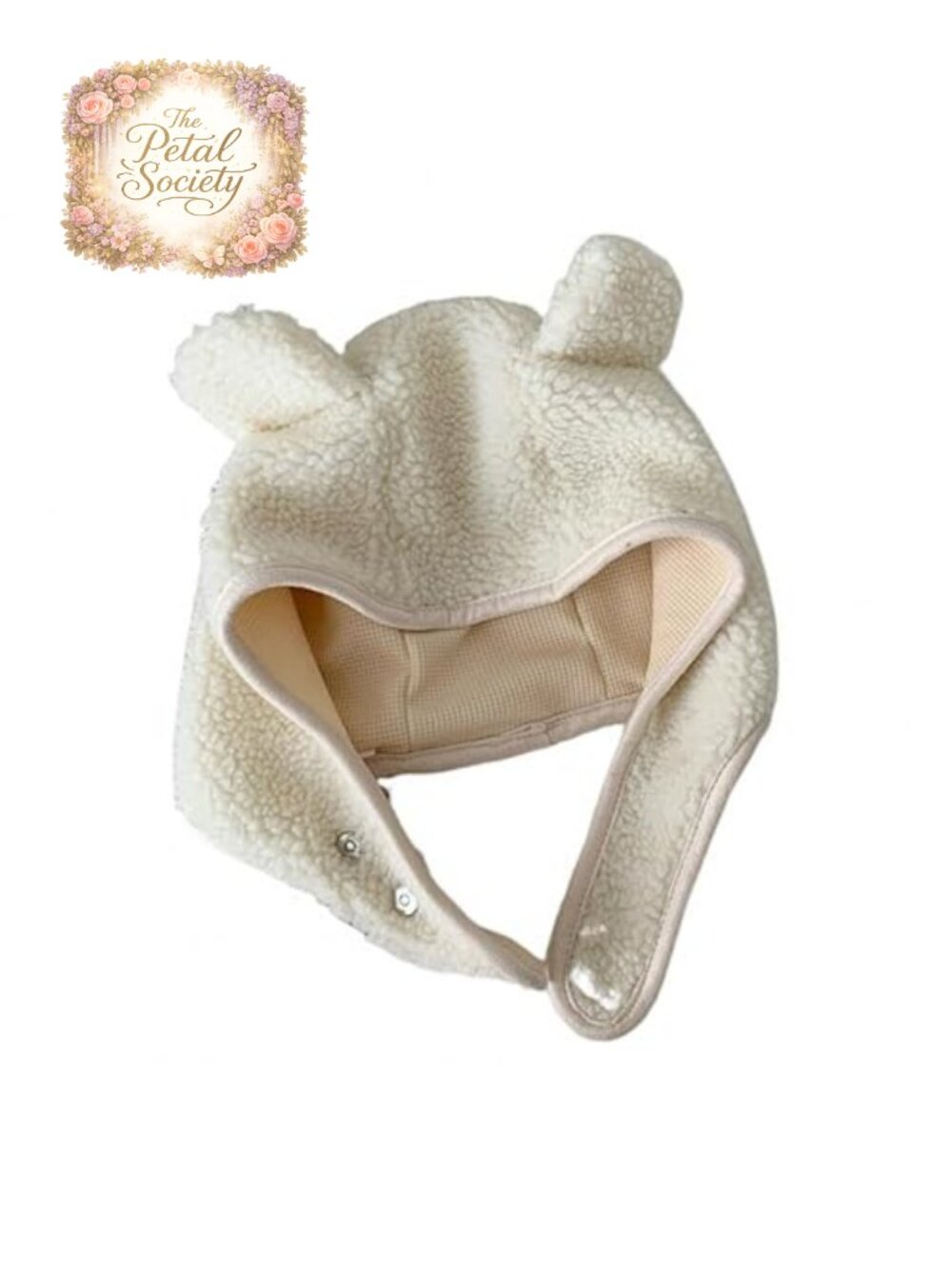 OATSBAS Fleece Beanie Hat with Bear Ears Magnetic Buckle Winter Safety Cap